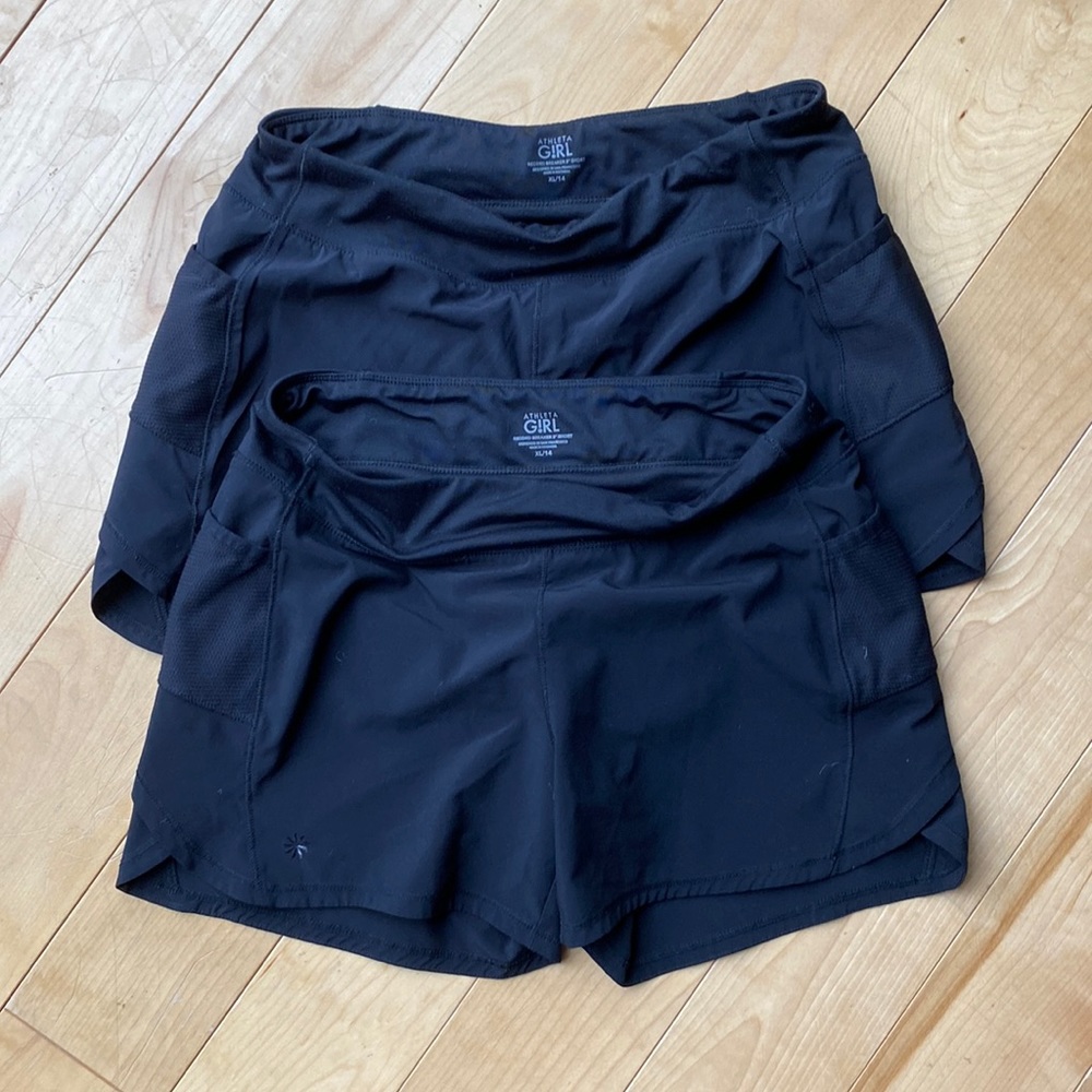 Athleta girl 2 paris Record Breaker 3" shorts black size 14 XL EUC